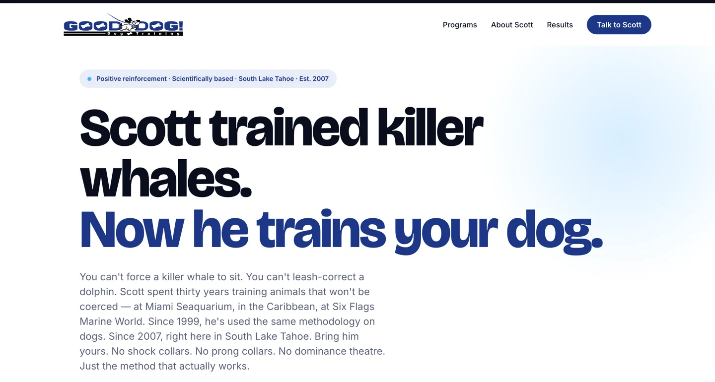 Good Dog Tahoe website