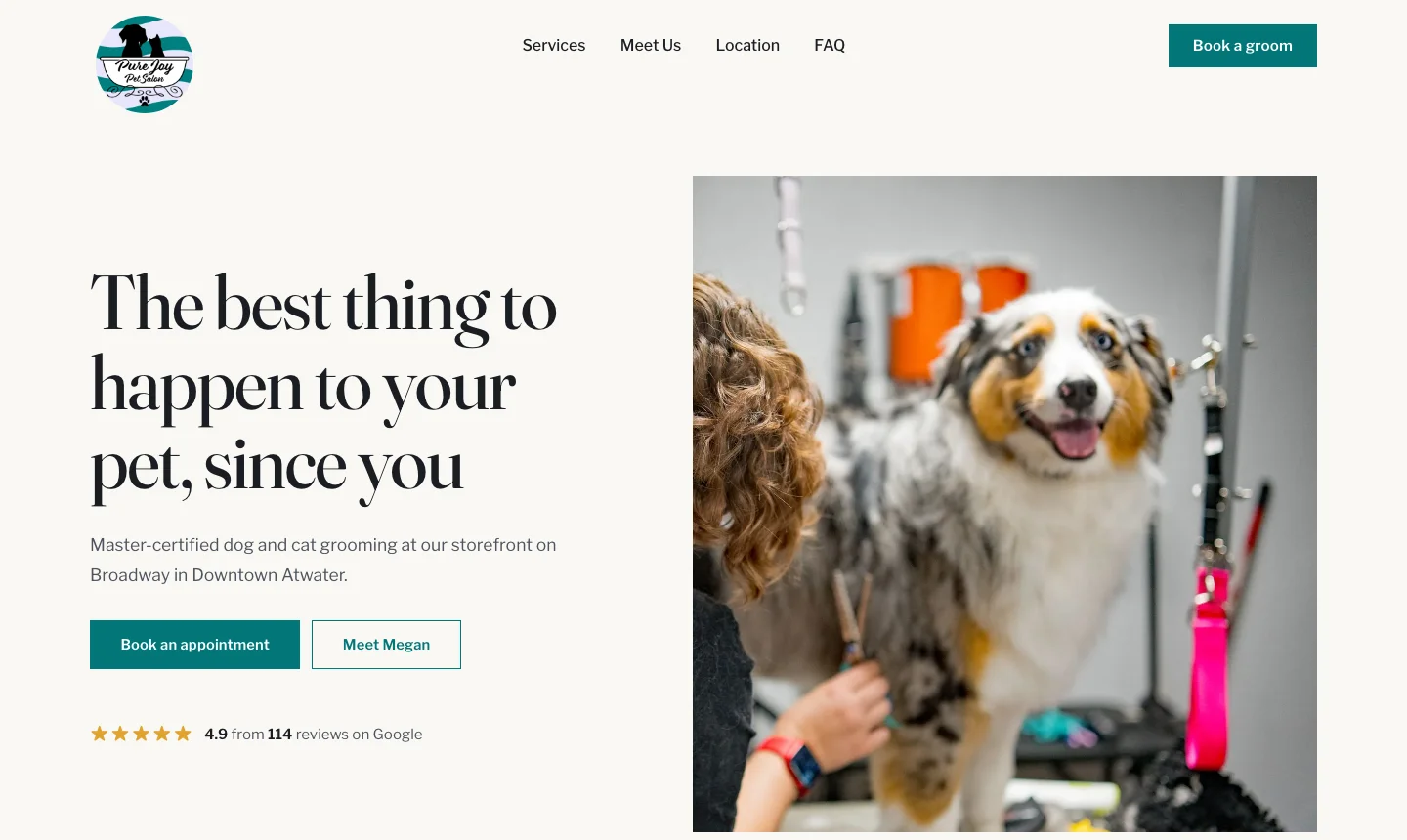 Pure Joy Pet Salon website